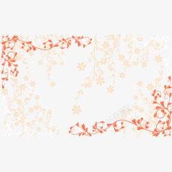 橙色花纹树枝叶装饰矢量图素材