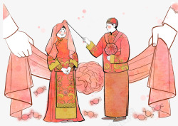 红色婚礼传统插画素材
