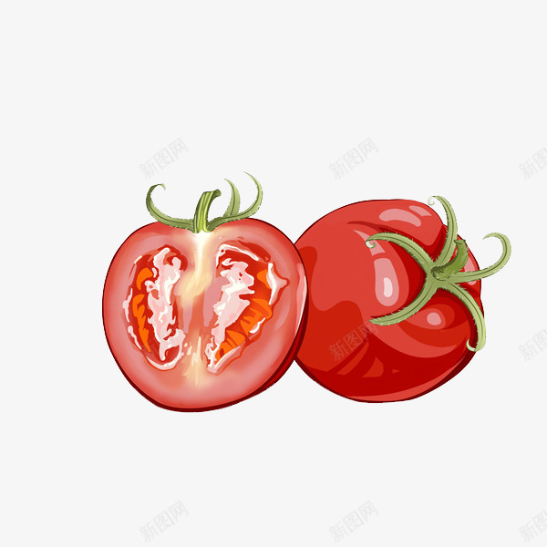 卡通切开的西红柿图png免抠素材_88icon https://88icon.com 切开的 卡通 插图 番茄 红色的 蔬菜 西红柿