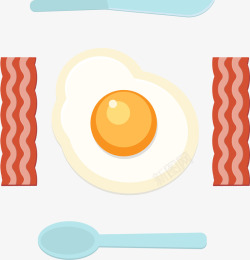卡通煎鸡蛋餐具素材
