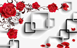 玫瑰花方格子背景素材