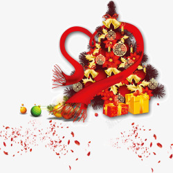 圣诞树节日装饰彩带碎片素材