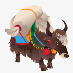 漳州旅游吉祥物卡通驮东西的牦牛插图矢量图高清图片