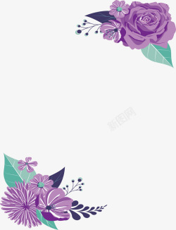 紫色花朵装饰框素材