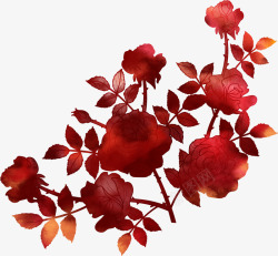 手绘红色鲜艳水彩玫瑰素材