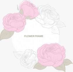 复古风粉玫瑰装饰框矢量图素材