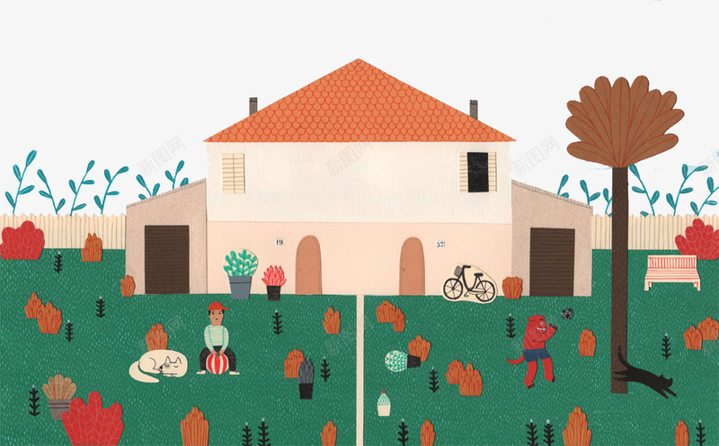 手工贴纸户外玩耍png免抠素材_88icon https://88icon.com 创意插画 卡通贺卡封面 手绘插画