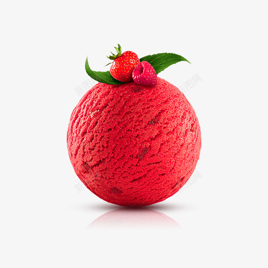 草莓冰淇淋png免抠素材_88icon https://88icon.com 冰淇淋 叶子 圆形 红色 绿色 草莓
