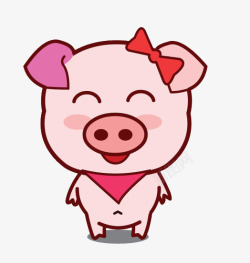 手绘微笑的猪剪影素材