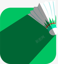 羽毛球竞技简约羽毛球绿色标签高清图片