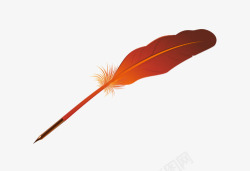 羽毛笔红色复古素材