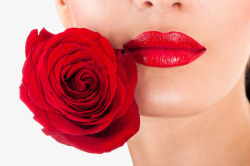 玫瑰花与美女红唇素材