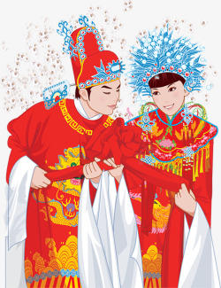 手绘中国风婚礼服饰素材