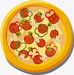 卡通手绘西餐美食披萨素材