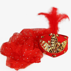 新疆帽子红色新疆女士花帽高清图片