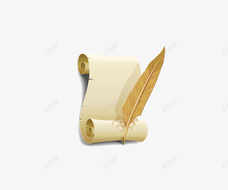 羽毛笔和白纸png免抠素材_88icon https://88icon.com 卡通 文具 白纸 羽毛笔