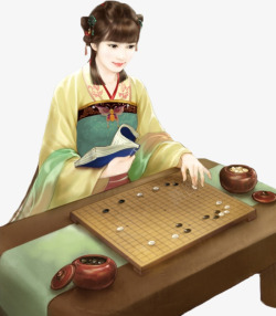 古风围棋女子素材