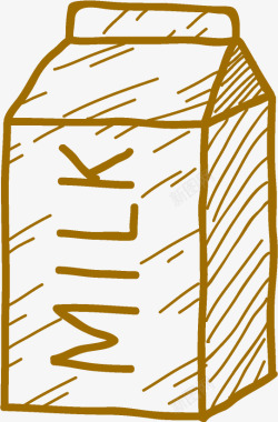 手绘卡通线描盒装牛奶素材