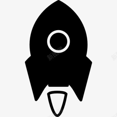 卡通船火箭船变小的白色圆形轮廓图标图标