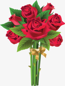 浪漫美丽红色玫瑰矢量图素材