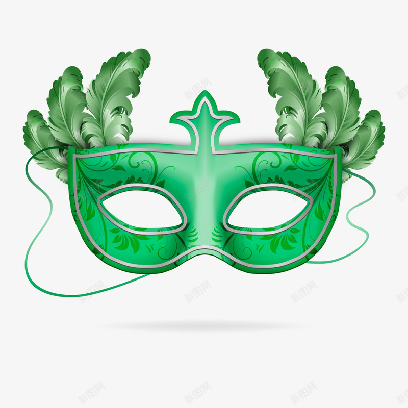 绿色面具png免抠素材_88icon https://88icon.com 典雅 欧式 狂欢节 羽毛装饰