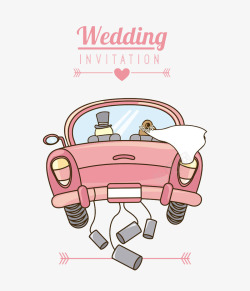 Wedding汽车婚礼主题卡片素材