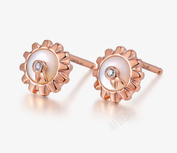 粉色宝石耳环实物玫瑰金镶钻耳环高清图片
