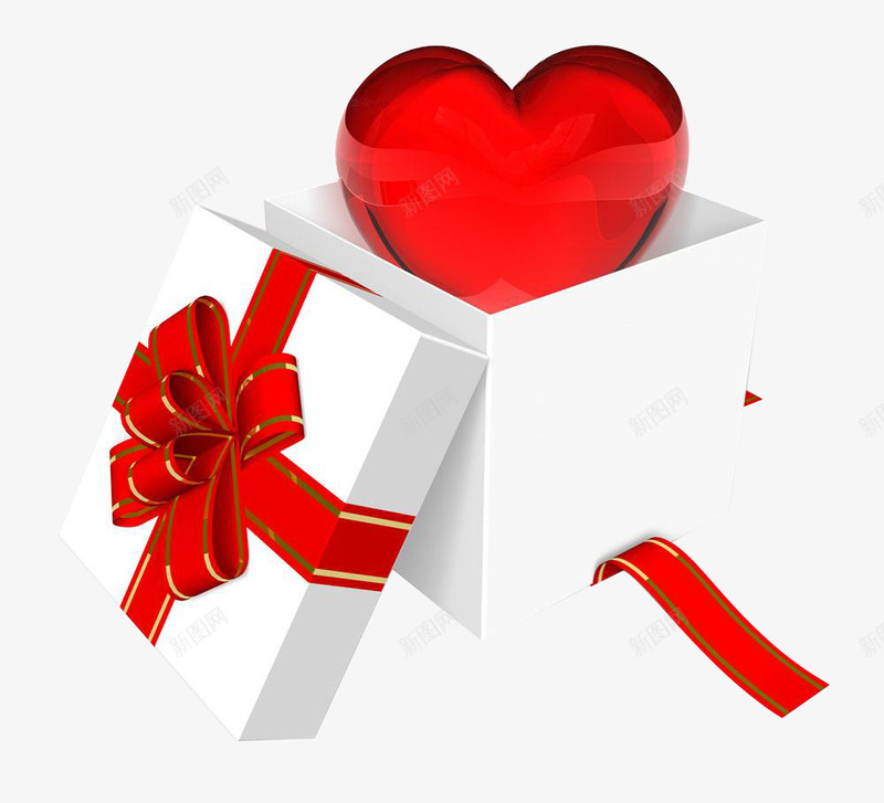 打开的礼盒png免抠素材_88icon https://88icon.com 心形 打开的礼品盒 红色心形 蝴蝶结包装