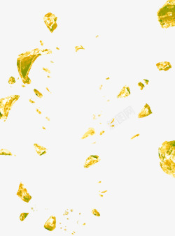 黄色简约冰块碎片漂浮素材