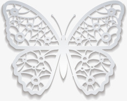 创意白色剪纸蝴蝶素材