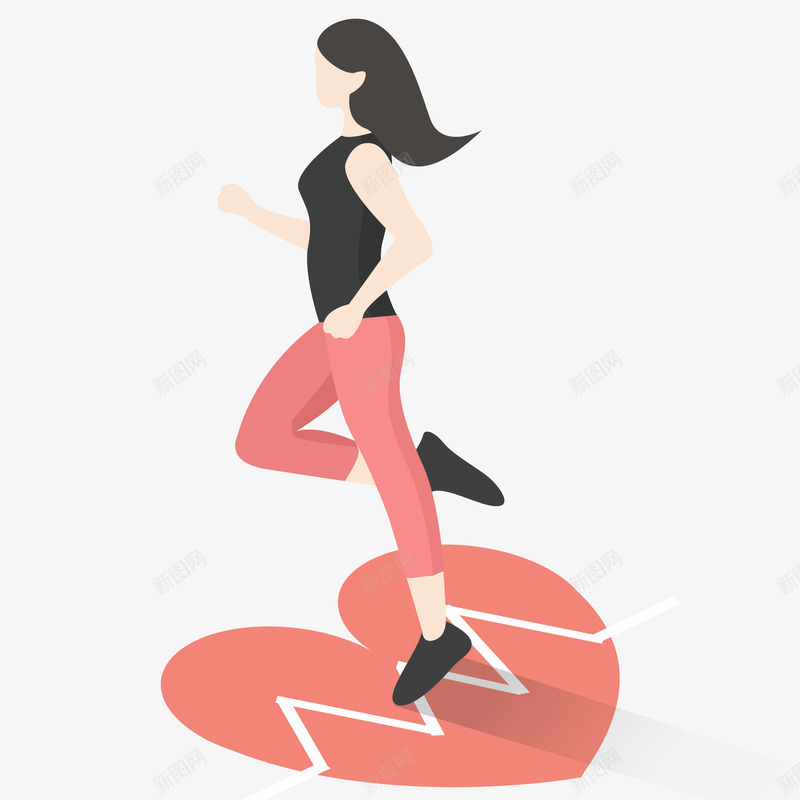 女士跑步立体插画矢量图ai免抠素材_88icon https://88icon.com 女士 女士跑步立体插画 心形 心跳 跑步 运动 锻炼 矢量图