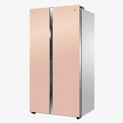 冰箱实物免抠玫瑰金对开门冰箱高清图片