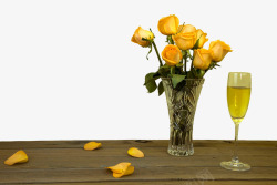黄色玫瑰花瓶素材