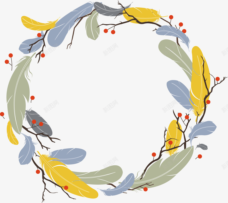 羽毛花环png免抠素材_88icon https://88icon.com 羽毛 花朵 花环 花边 边框