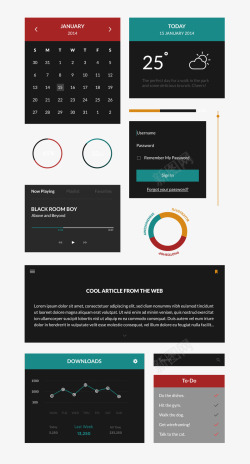 黑色UI工具包控件素材