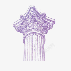手绘紫色石柱矢量图素材