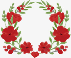红色水彩花朵边框素材
