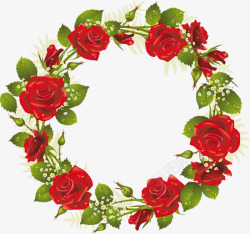 红色玫瑰花环装饰素材