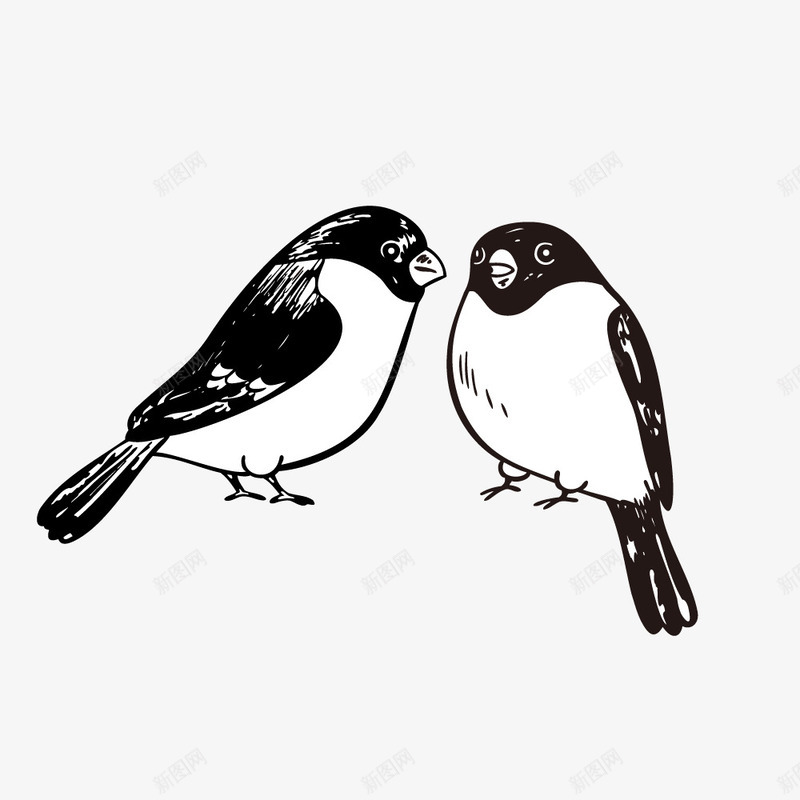 相对站立的小鸟png免抠素材_88icon https://88icon.com 小鸟 手绘 水墨 相对站立 羽毛 翅膀 黑色的