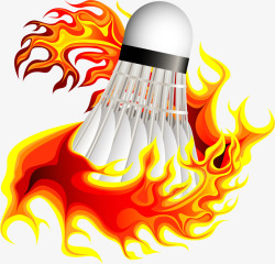 羽毛球火焰手绘火焰羽毛球矢量图高清图片