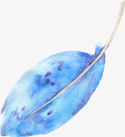 蓝色的羽毛手绘图素材