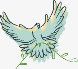 彩绘可爱和平鸽橄榄枝素材
