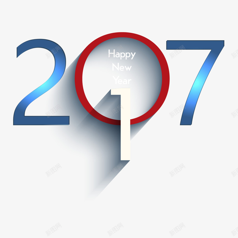 立体2017png免抠素材_88icon https://88icon.com 2017新年快乐 新年卡片封面 立体效果艺术字 高光蓝色2017