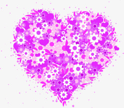 粉紫色爱心婚礼花朵素材