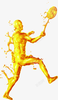 金色运动员羽毛球铜人素材