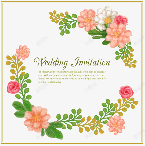 花卉邀请卡矢量图ai免抠素材_88icon https://88icon.com 婚礼 水彩 花卉 邀请卡 矢量图