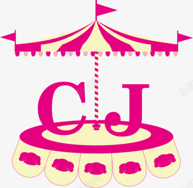 复古风婚礼logo卡通雨伞logo矢量图图标图标