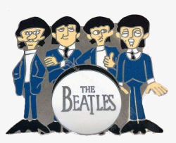 披头士乐队蓝色西装卡通造型素材