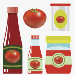 可回收的塑料番茄酱包装和西红柿素材