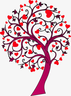 情人节红色爱心树木素材